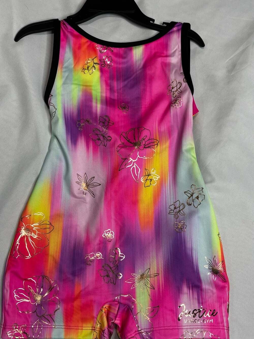 Justice Abstract Floral Brushstroke Gym Dance Unitard Size 7/8